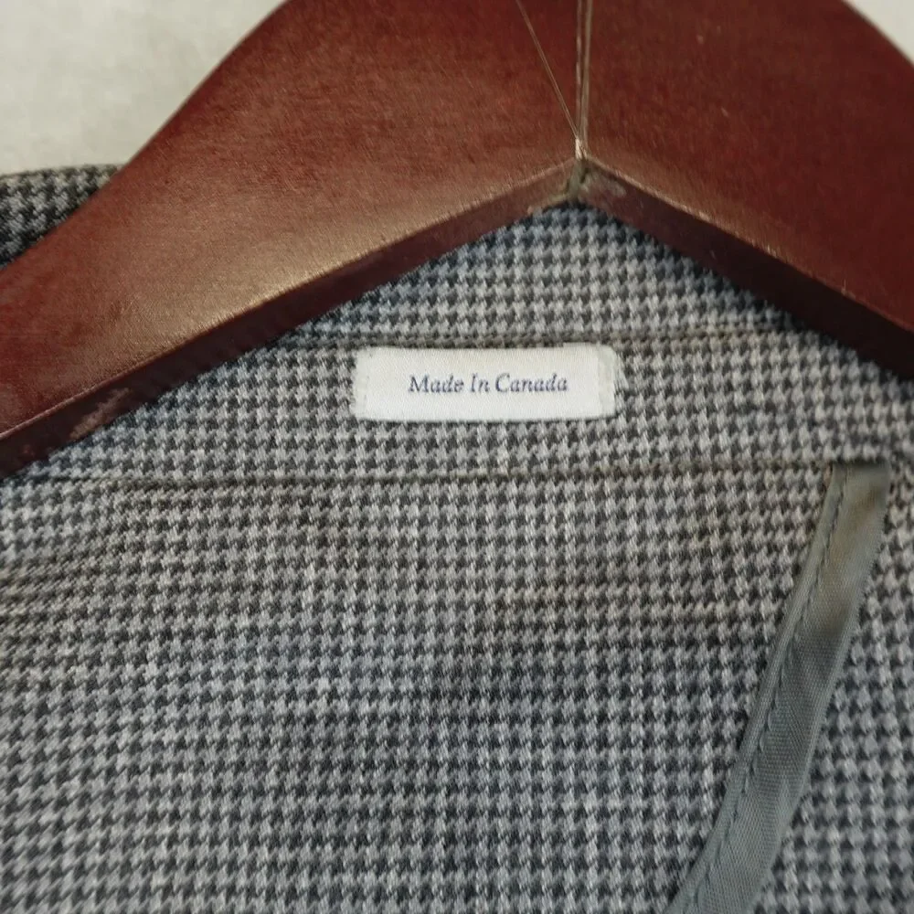 Peter Millar Blazer 54R Gray Houndstooth Sport Coat Wool Jacket Unconstructed